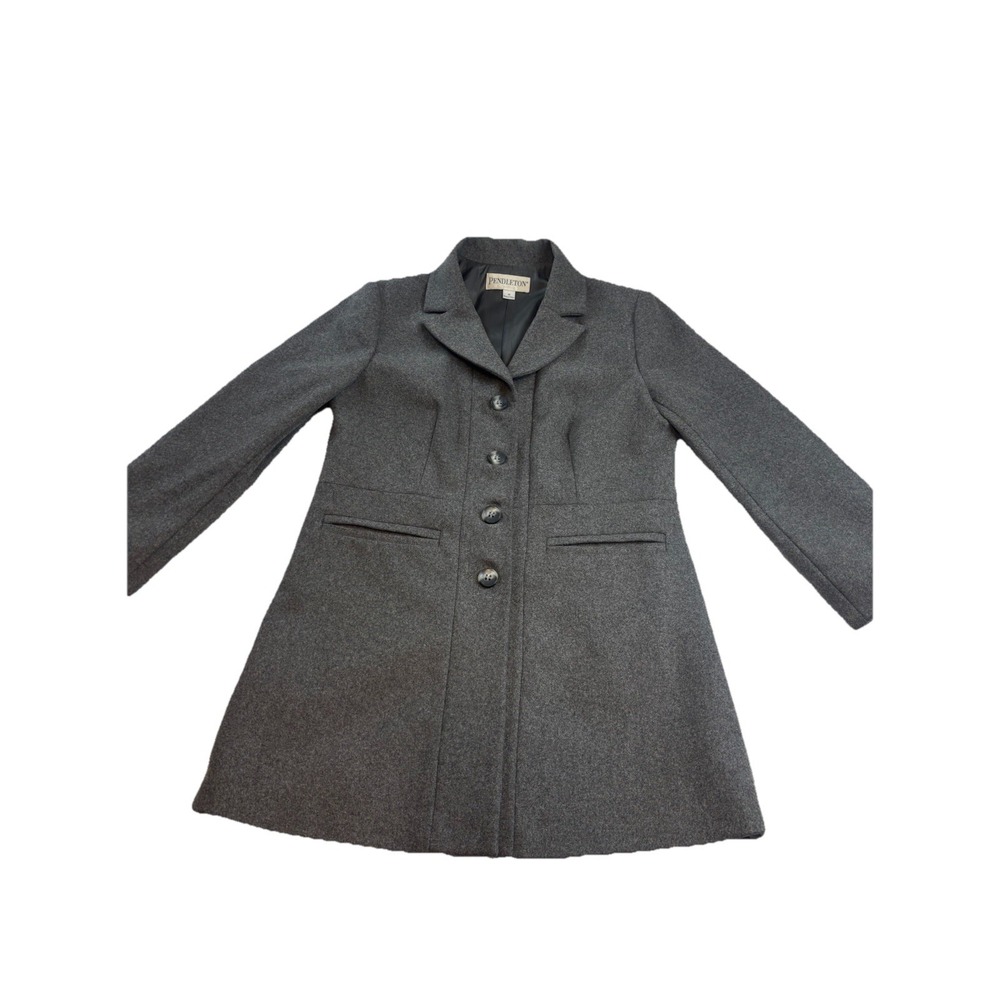 Pendleton Wool Coat Jacket Peacoat‎ Womens Medium Long Gray EUC Vtg